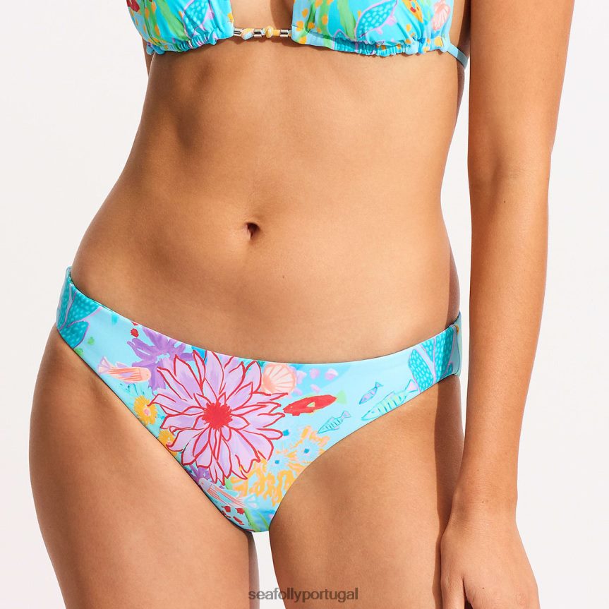 parte de baixo do biquíni hipster reversível sob o mar mulheres névoa azul Seafolly trajes de banho 4H088V521
