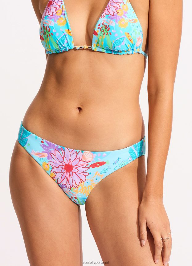 parte de baixo do biquíni hipster reversível sob o mar mulheres névoa azul Seafolly trajes de banho 4H088V521