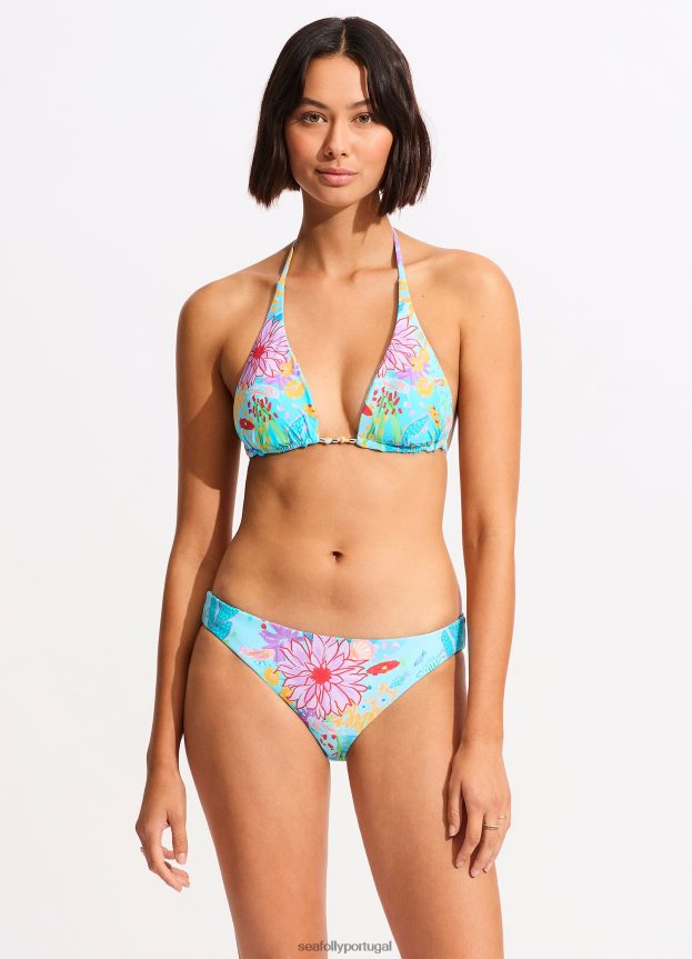 parte de baixo do biquíni hipster reversível sob o mar mulheres névoa azul Seafolly trajes de banho 4H088V521