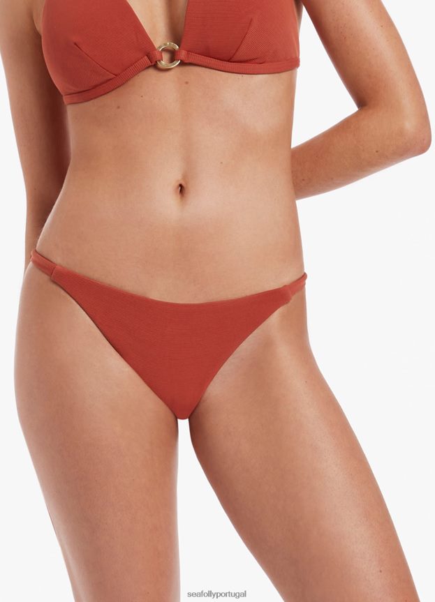 parte de baixo do biquíni isla rib skinny side hipster mulheres castanho-avermelhado Seafolly trajes de banho 4H088V76