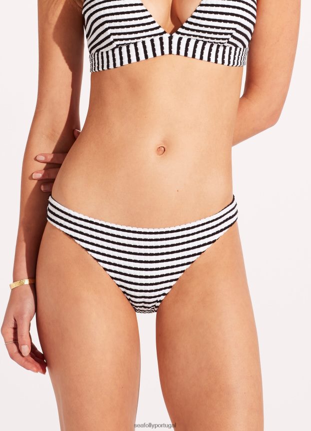 parte de baixo do biquíni listrada hipster sorento mulheres preto Seafolly trajes de banho 4H088V546