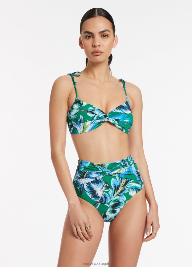 parte de baixo do biquíni viva twist frontal mulheres esmeralda Seafolly trajes de banho 4H088V422