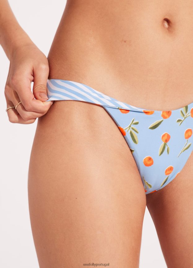 summer crush reversível corte alto rio pantpowder azul mulheres moda Seafolly trajes de banho 4H088V637