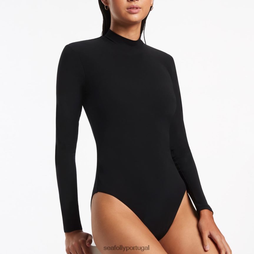 macacão de surf jetset com zíper mulheres preto Seafolly trajes de banho 4H088V72