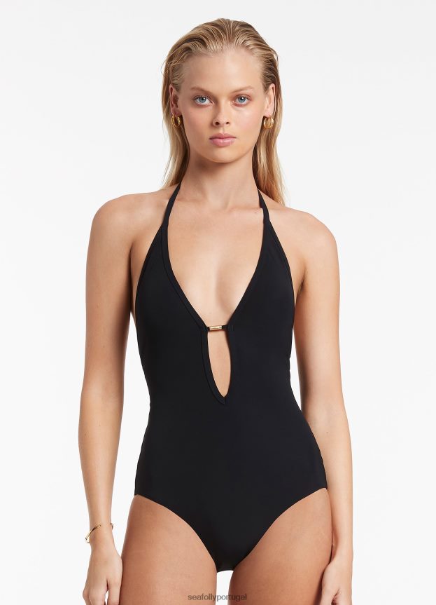 jetset mergulhar uma peça mulheres preto Seafolly trajes de banho 4H088V160
