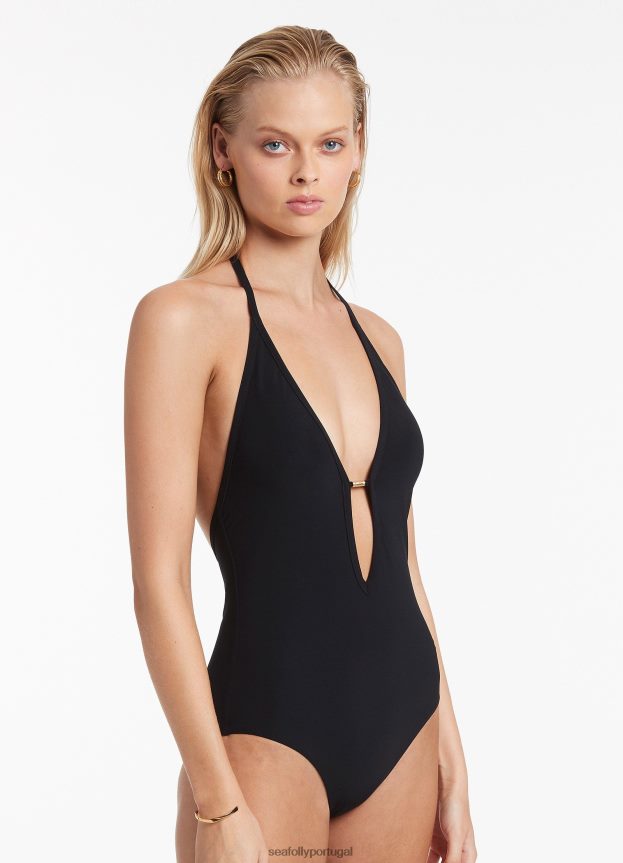 jetset mergulhar uma peça mulheres preto Seafolly trajes de banho 4H088V160