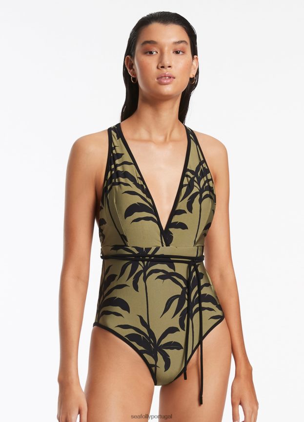 palme mergulhar uma peça mulheres Oliva Seafolly trajes de banho 4H088V106