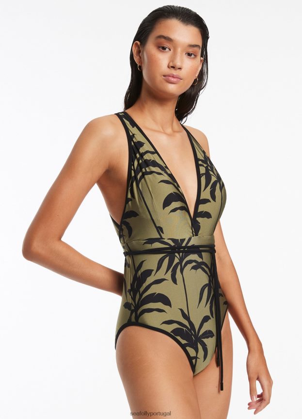 palme mergulhar uma peça mulheres Oliva Seafolly trajes de banho 4H088V106