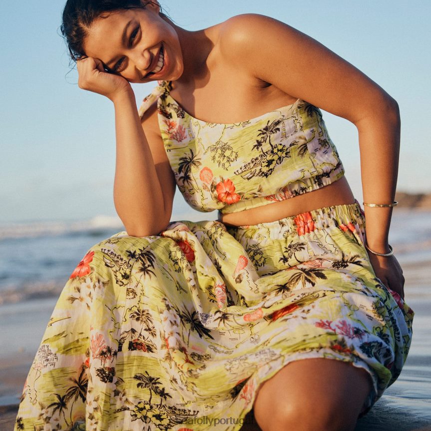 costa a costa, um ombro mulheres limão selvagem Seafolly trajes de banho 4H088V741