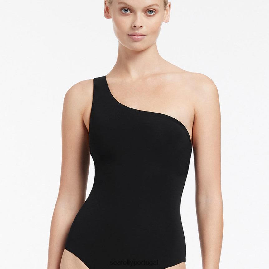 jetset um ombro uma peça mulheres preto Seafolly trajes de banho 4H088V132