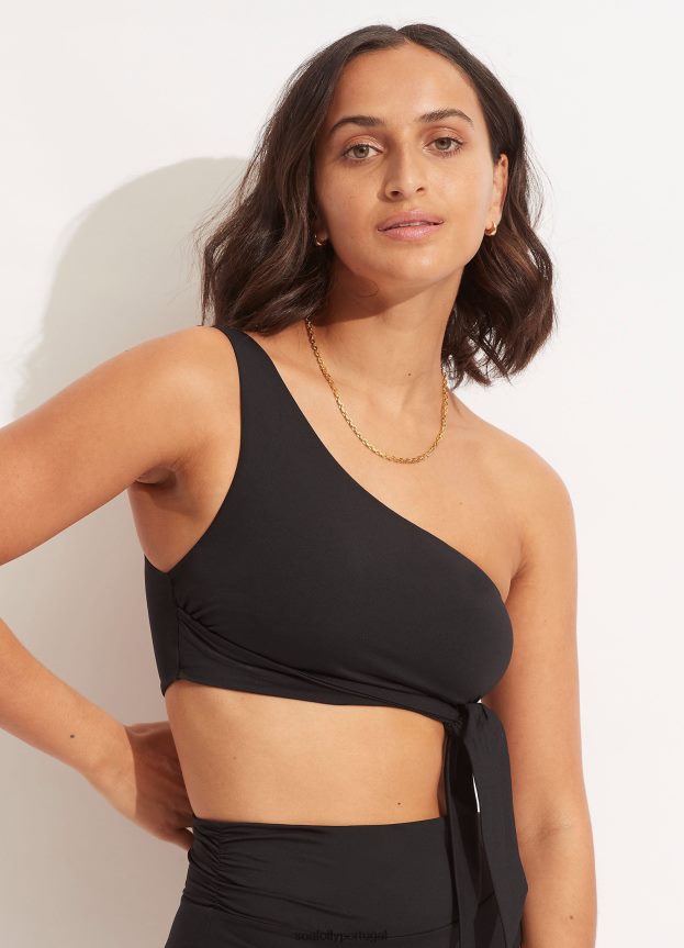 top coletivo de um ombro só mulheres preto Seafolly trajes de banho 4H088V207