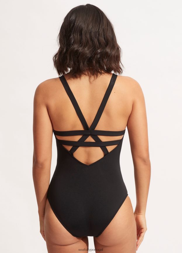 coletivo profundo v one piece mulheres preto Seafolly trajes de banho 4H088V14