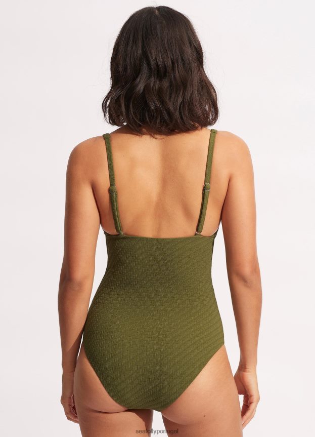 salgueiro uma peça mulheres abacate Seafolly trajes de banho 4H088V57