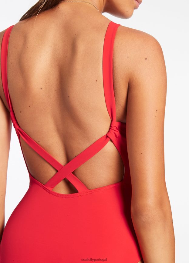 jetset gola alta peça única mulheres cereja Seafolly trajes de banho 4H088V159