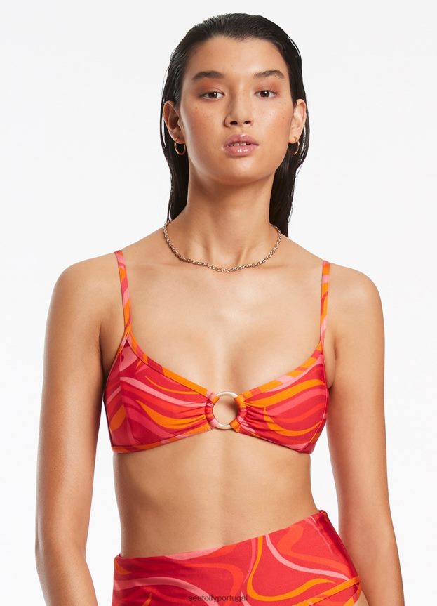 bralette com acabamento vortici mulheres cereja Seafolly trajes de banho 4H088V558