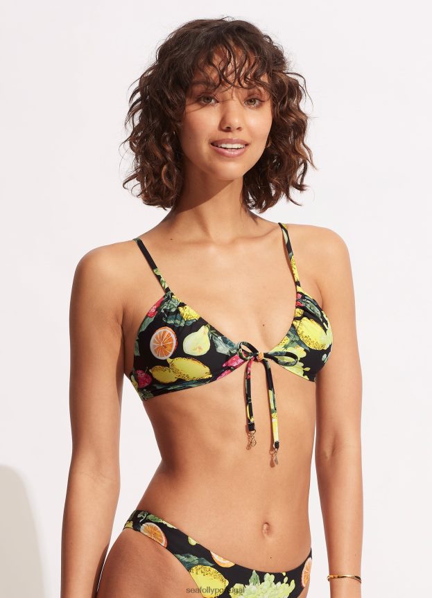 bralette com cordão de limão mulheres preto Seafolly trajes de banho 4H088V629