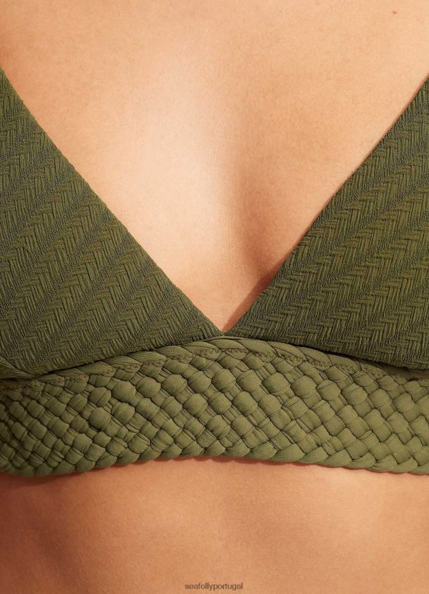 bralette com faixas de salgueiro mulheres abacate Seafolly trajes de banho 4H088V220