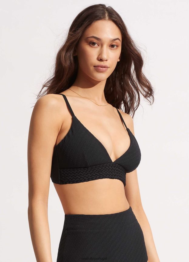 bralette com faixas de salgueiro mulheres preto Seafolly trajes de banho 4H088V367