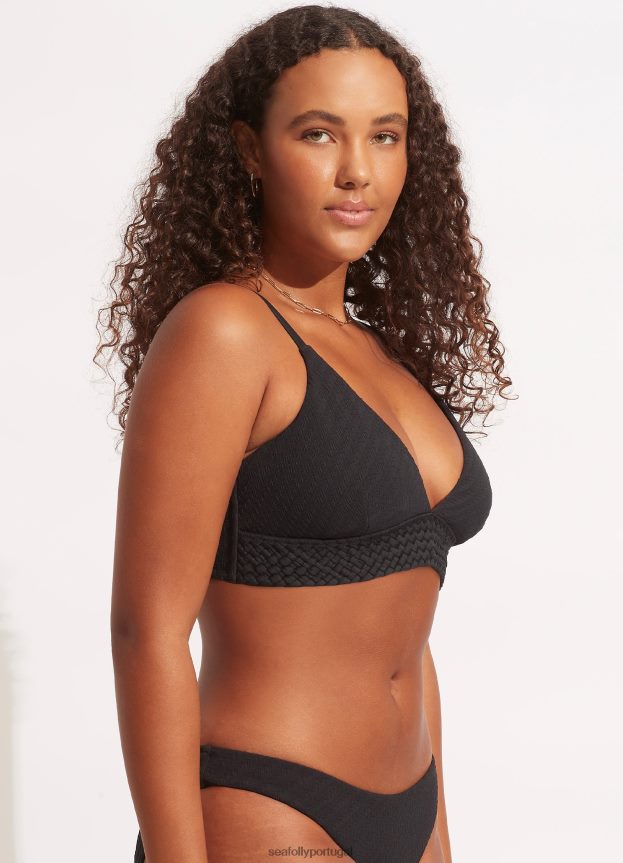 bralette com faixas de salgueiro mulheres preto Seafolly trajes de banho 4H088V367