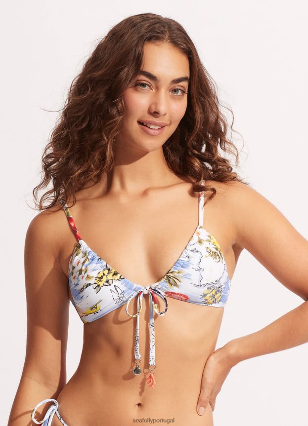 bralette de costa a costa com cordão mulheres Pó azul Seafolly trajes de banho 4H088V572