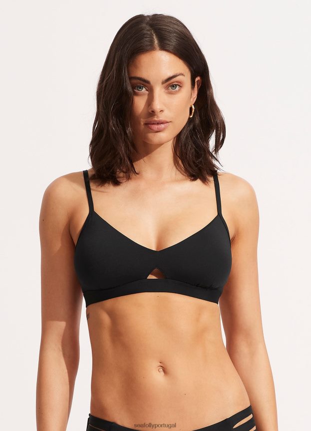 bralette híbrido coletivo mulheres preto Seafolly trajes de banho 4H088V196