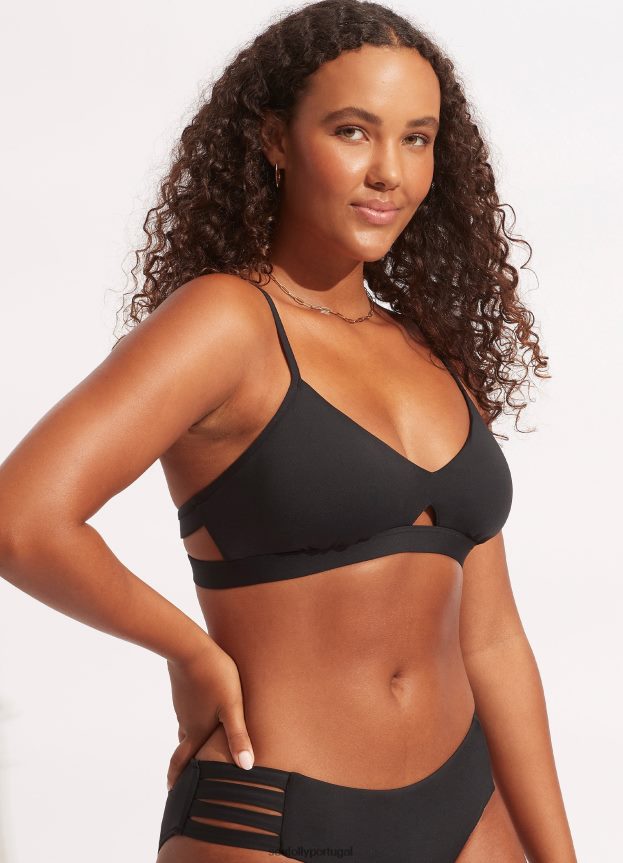 bralette híbrido coletivo mulheres preto Seafolly trajes de banho 4H088V196