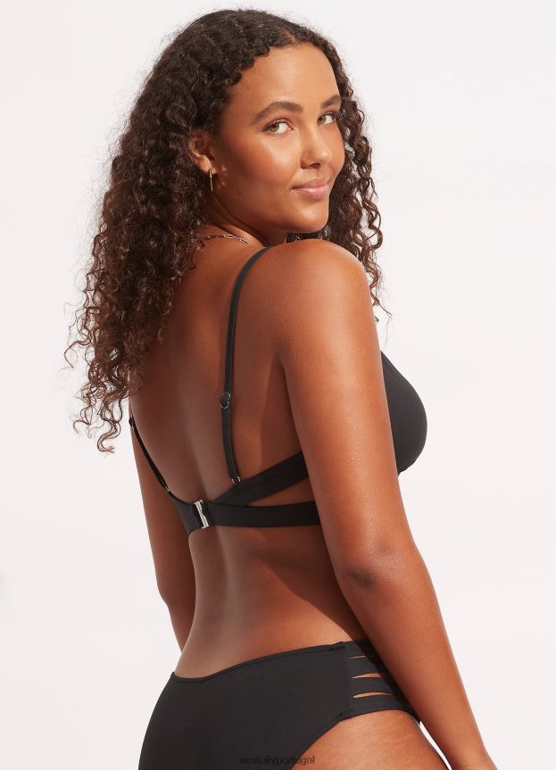 bralette híbrido coletivo mulheres preto Seafolly trajes de banho 4H088V196