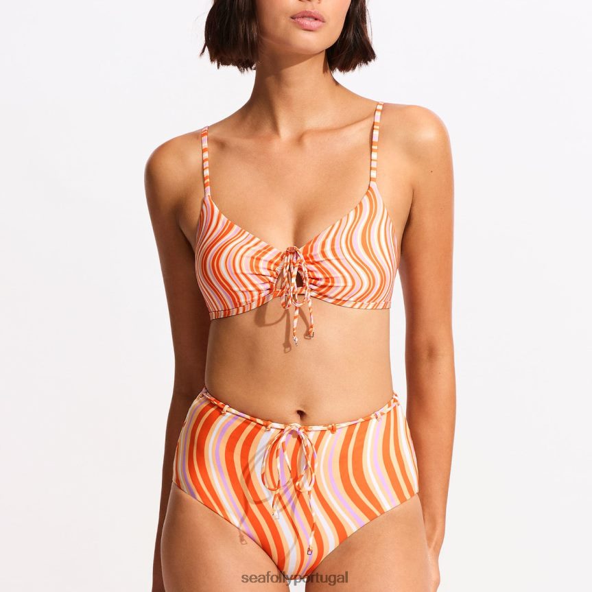 mod squad bralettemandarin com cordão e fechadura mulheres moda Seafolly trajes de banho 4H088V561
