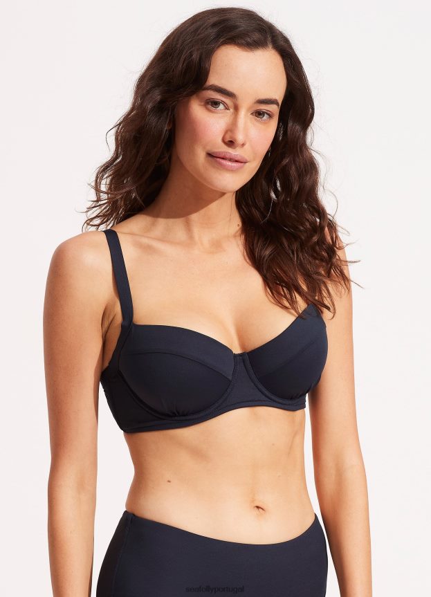 sutiã coletivo com aro dd cup mulheres verdadeira marinha Seafolly trajes de banho 4H088V216