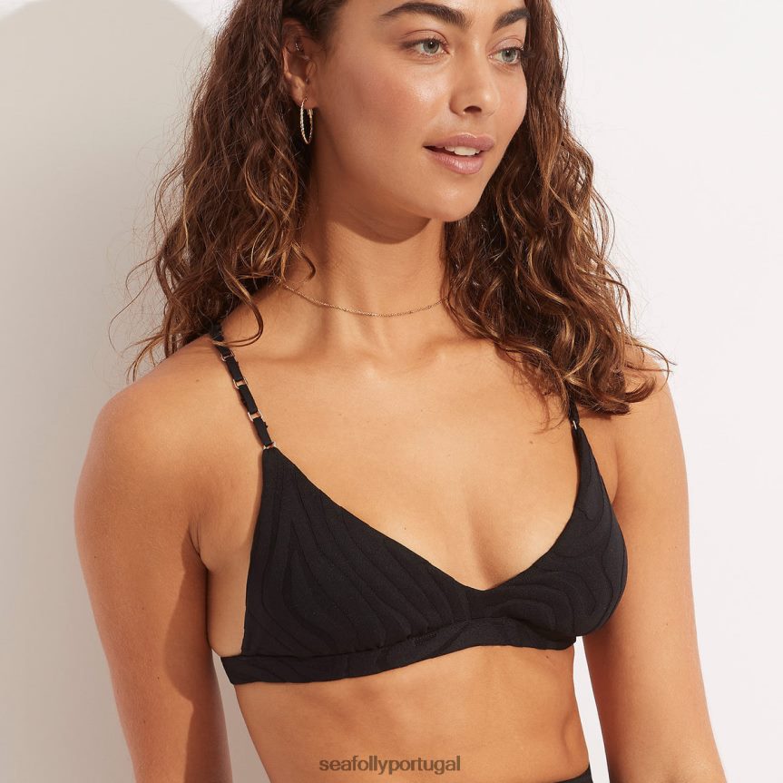 sutiã fixo tri segunda onda mulheres preto Seafolly trajes de banho 4H088V612