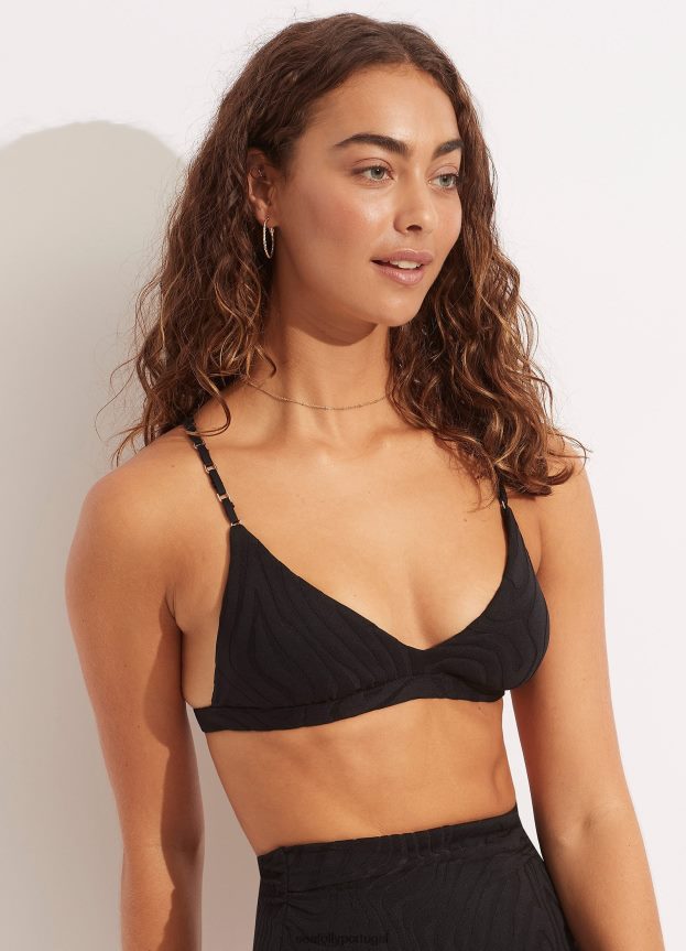 sutiã fixo tri segunda onda mulheres preto Seafolly trajes de banho 4H088V612