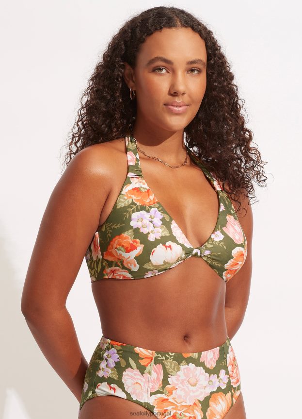 sutiã frente única com aba Paradise Garden mulheres abacate Seafolly trajes de banho 4H088V609
