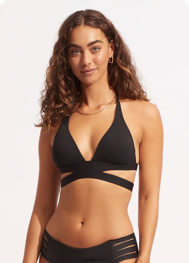sutiã halter coletivo mulheres preto Seafolly trajes de banho 4H088V201