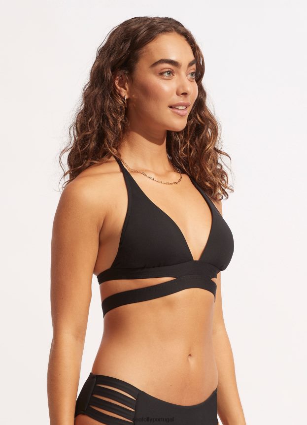 sutiã halter coletivo mulheres preto Seafolly trajes de banho 4H088V201