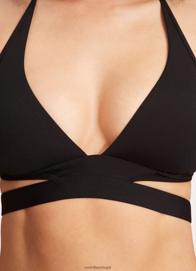 sutiã halter coletivo mulheres preto Seafolly trajes de banho 4H088V201