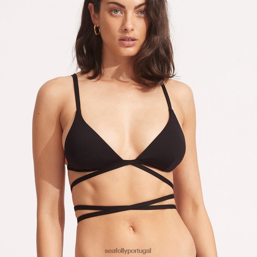 sutiã tri coletivo com alça envolvente mulheres preto Seafolly trajes de banho 4H088V238