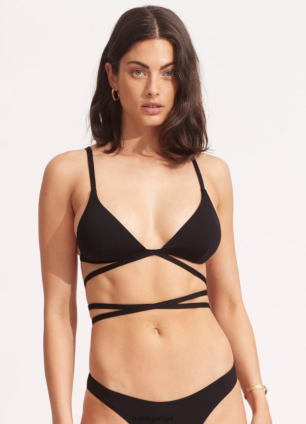sutiã tri coletivo com alça envolvente mulheres preto Seafolly trajes de banho 4H088V238