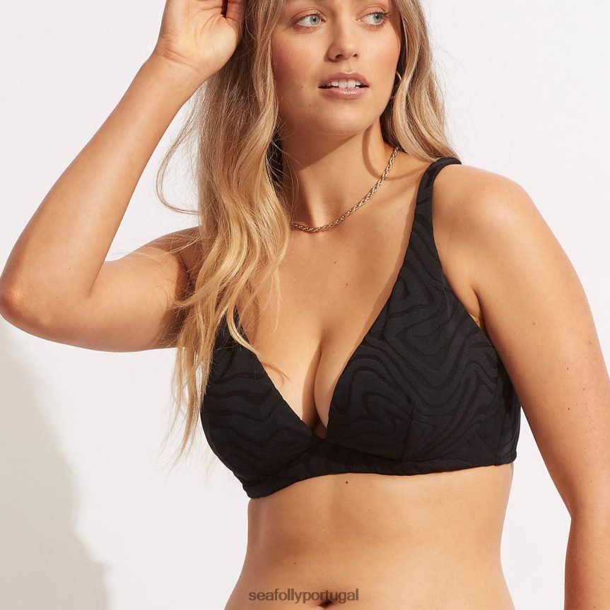 sutiã tri fixo dd segunda onda mulheres preto Seafolly trajes de banho 4H088V623