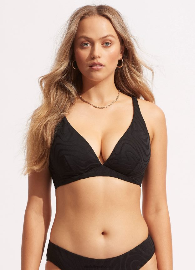 sutiã tri fixo dd segunda onda mulheres preto Seafolly trajes de banho 4H088V623