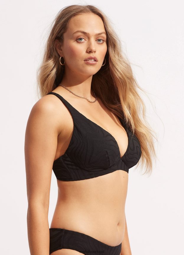 sutiã tri fixo dd segunda onda mulheres preto Seafolly trajes de banho 4H088V623