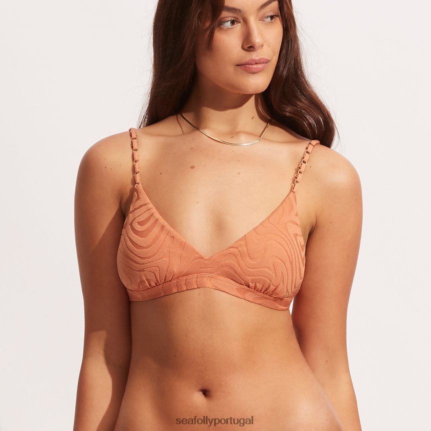 sutiã tri fixo segunda onda mulheres bronzeado cobre Seafolly trajes de banho 4H088V606