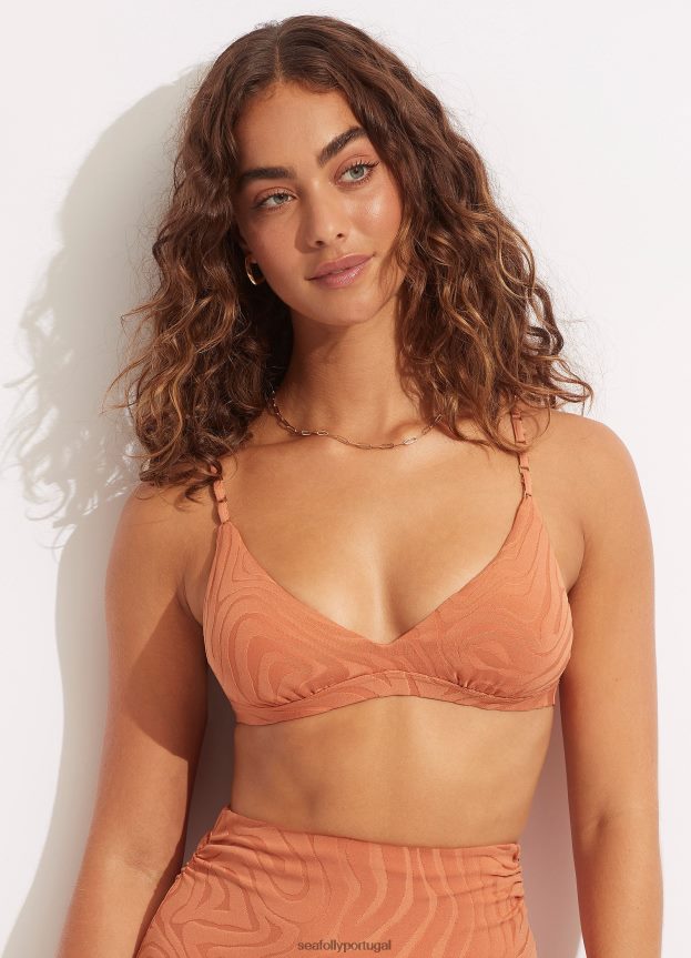 sutiã tri fixo segunda onda mulheres bronzeado cobre Seafolly trajes de banho 4H088V606