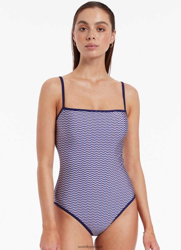amoudi tanque mínimo de uma peça mulheres safira Seafolly trajes de banho 4H088V73