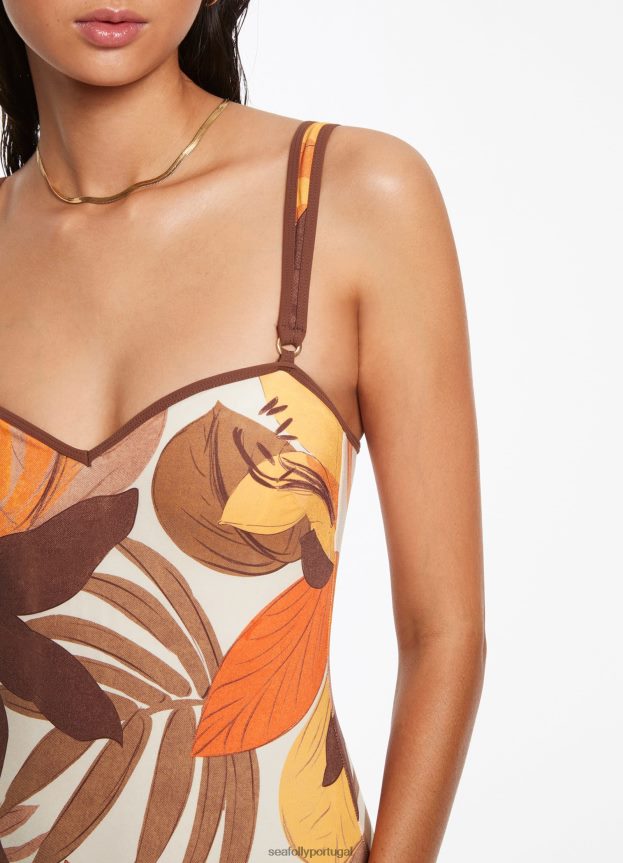 floreale guarnição tanque uma peça mulheres café com leite Seafolly trajes de banho 4H088V120