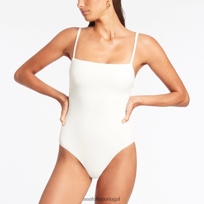isla costela tanque mínimo de uma peça mulheres creme Seafolly trajes de banho 4H088V121