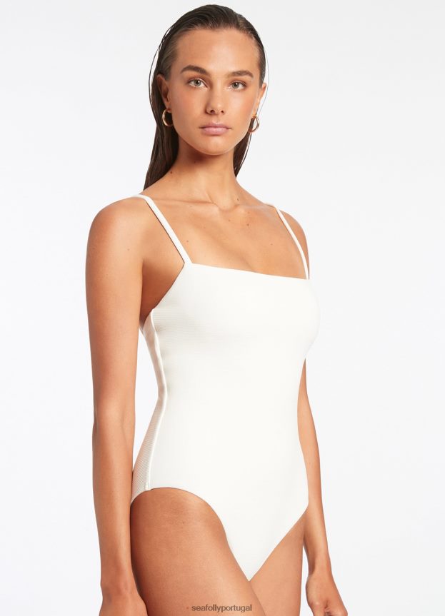 isla costela tanque mínimo de uma peça mulheres creme Seafolly trajes de banho 4H088V121
