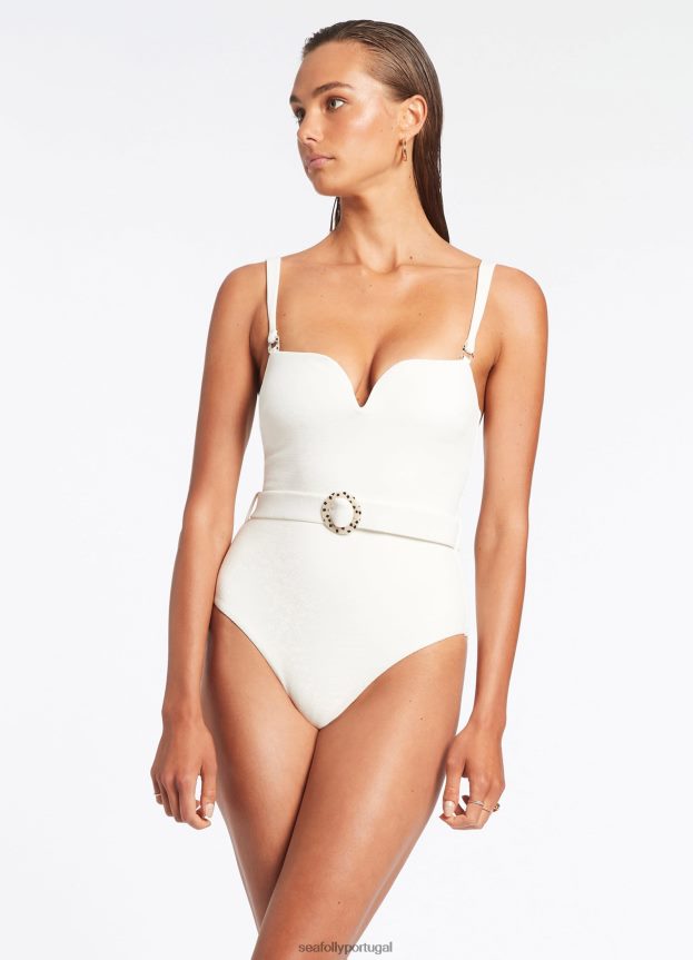 isla rib querida regata de uma peça mulheres creme Seafolly trajes de banho 4H088V119