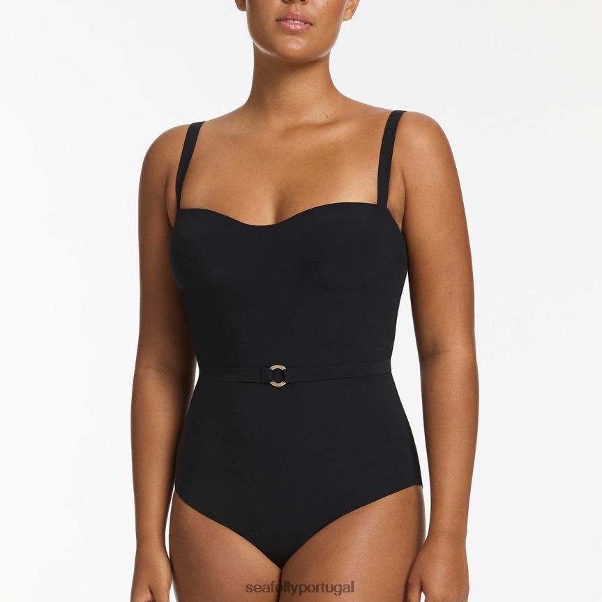 tanque infinito jetset uma peça mulheres preto Seafolly trajes de banho 4H088V35