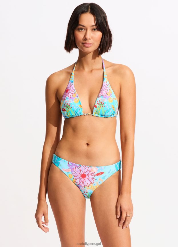 Top de biquíni triangular deslizante reversível sob o mar mulheres névoa azul Seafolly trajes de banho 4H088V366
