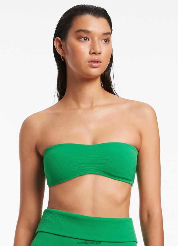 top de biquíni cai-cai isla rib minimalista mulheres verde Seafolly trajes de banho 4H088V381